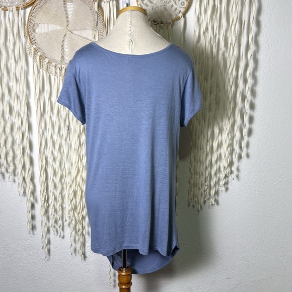 Poetry Linen Blend Scoop Waist Blue Gray Short Sleeve Shirt US10 - Picture 3 of 8